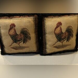 Tapestry Throw Pillows Rooster Design Farmhouse Decor “Wendy Wegner” 16x16 (2)